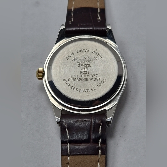 Womens Precision By GRUEN Two-Tone Diamond Accent Watch Leather New Battery - Picture 11 of 11